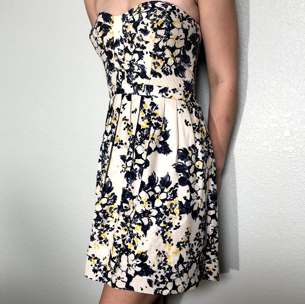 Silk Strapless Floral Dress Size 2